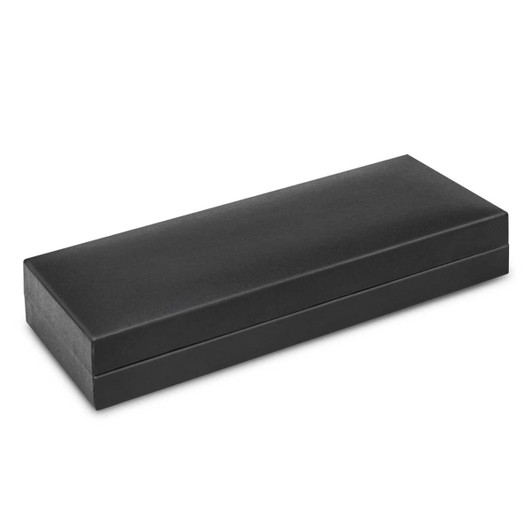 A sleek black presentation box designed for packaging writing instruments.