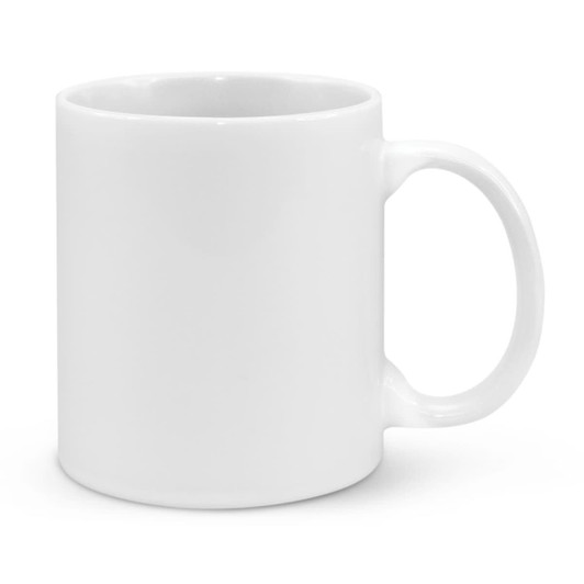 A Madrid Coffee Mug, featuring a classic white design with a sturdy handle, ideal for enjoying beverages.