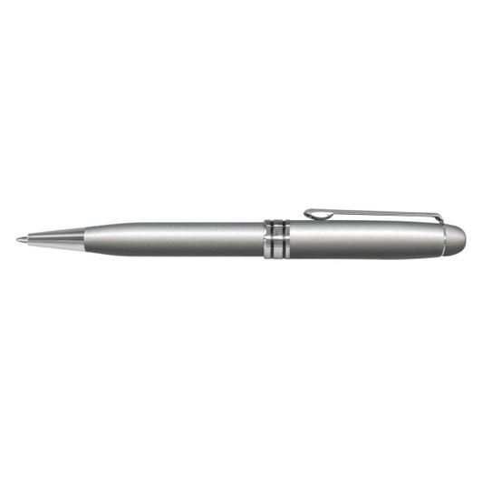 A metal pen with a sleek silver design and a polished chrome tip and clip, labeled as the Supreme Pen.