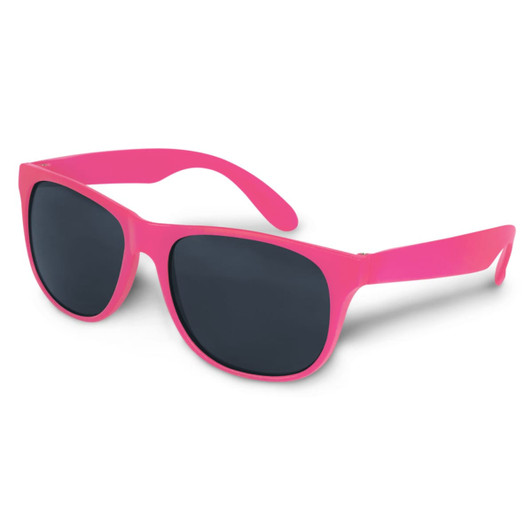 Bright pink sunglasses with dark lenses, part of the Malibu Basic Sunglasses product line.