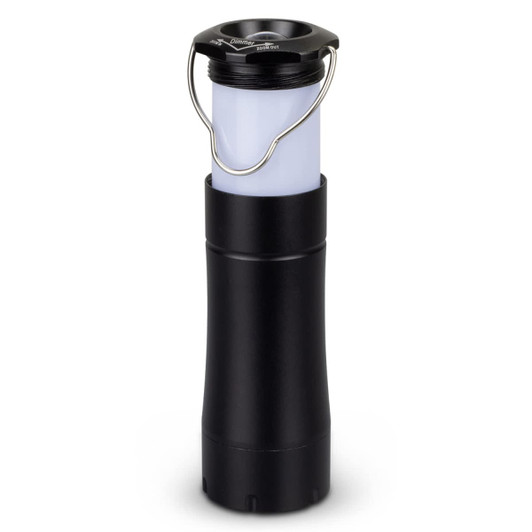 A Blaze Flashlight Lantern with a sleek black design and a carrying handle.