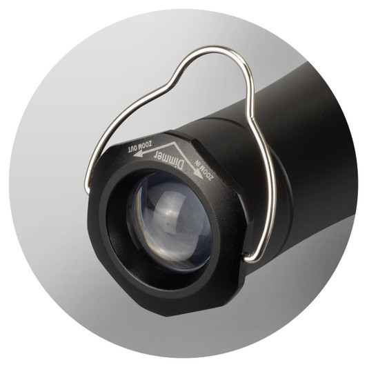 A Blaze Flashlight Lantern featuring a zoomable lens and a sturdy metal keyring attachment.