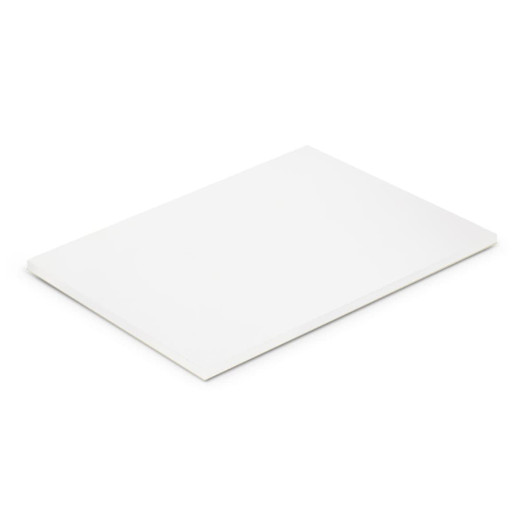 A5 notepad with 50 white leaves, featuring a simple design and an included branding logo.