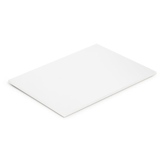 A4 notepad with 50 white leaves, featuring a simple, clean design and a branding logo.