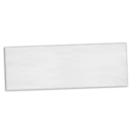 A full colour bar towel in white, rectangular shape, featuring a simple design with a logo.