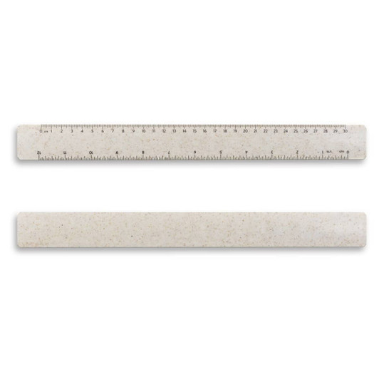 A 30cm transparent ruler with a speckled design, featuring measurement markings and a logo.