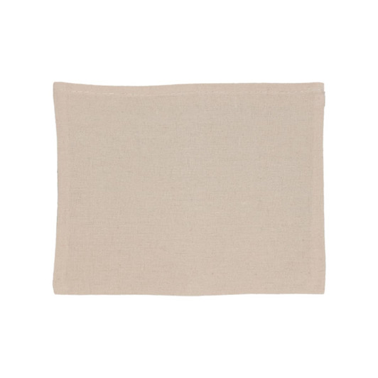 A reusable grocery bag made from natural calico fabric, featuring a flat, folded design.