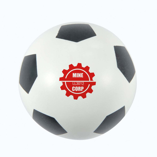 A Hi Bounce Soccer Ball featuring a classic black and white design with a red logo.