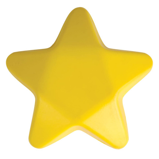 A yellow star-shaped stress reliever, designed for fun and stress relief.
