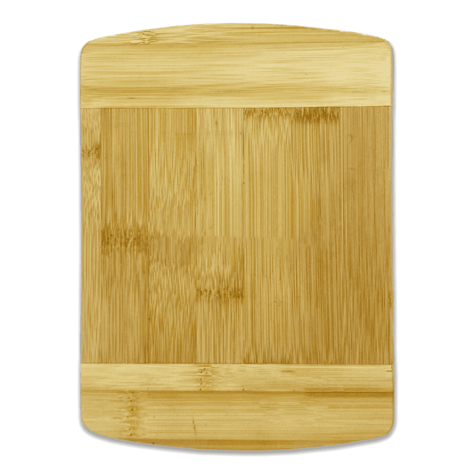 A bamboo cutting board featuring a natural wood finish with a smooth surface and rounded edges.