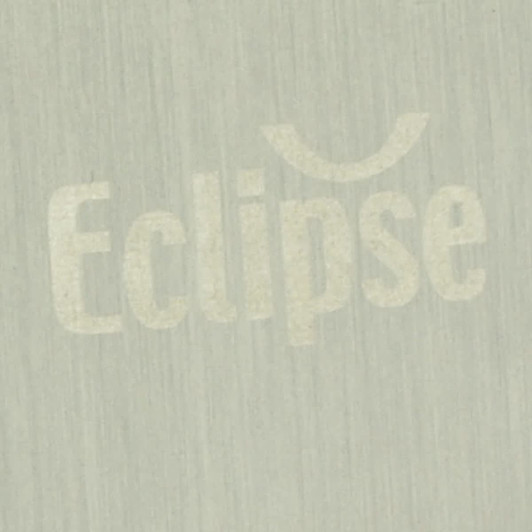 A classic aluminium photo frame with a brushed silver finish and a logo.