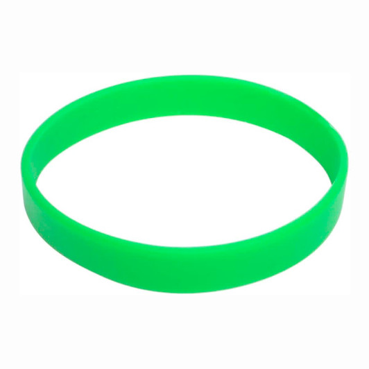 A green silicone wristband featuring an embedded logo, suitable for promotional events and exhibitions.