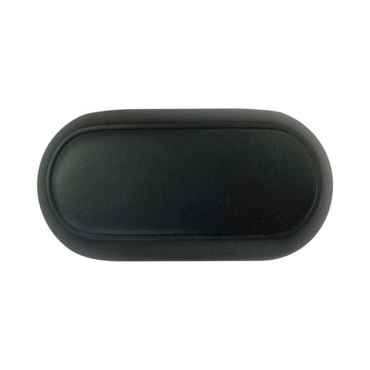 A black charging case for Clipz TWS Earbuds, featuring a sleek, oval design and a textured finish.
