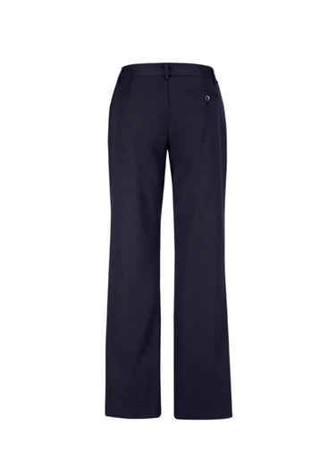 Navy relaxed pants with a straight leg design and a back pocket detail. Features a subtle logo.