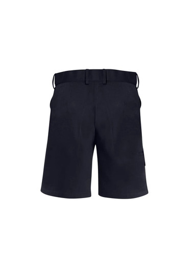 A pair of women's dress shorts in black with a waistband and back pockets, featuring a logo.