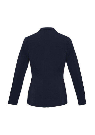 A women's Bianca jacket in navy, featuring a fitted design and long sleeves, with a logo on the back.