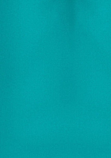 A plain short sleeve shirt in a vibrant teal colour with a logo visible.