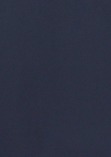 A navy blue button-up shirt with a logo, featuring short sleeves and a classic design.