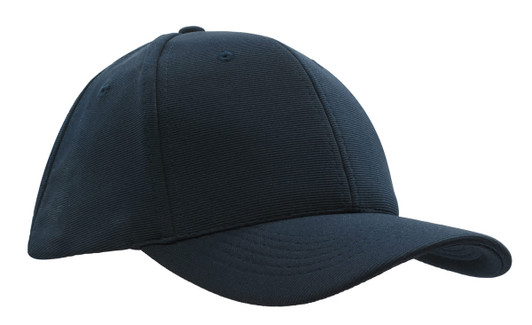A navy blue cap made from Ottoman twill fabric, featuring a rounded crown and a curved brim. It has a logo on the side.