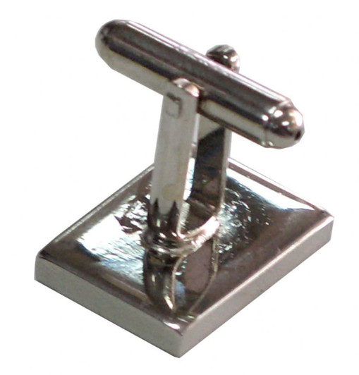 A pair of silver plain cufflinks with a polished finish and a square base.