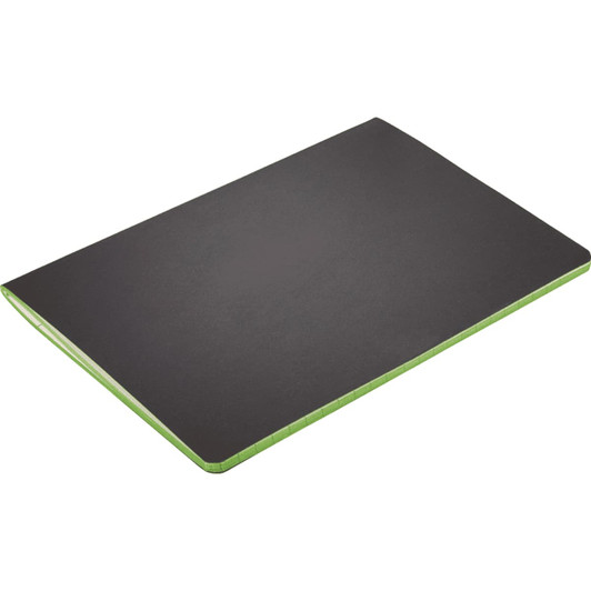 A Colour Pop Saddlestitch JournalBook featuring a black cover with a green spine, designed for notebooks.