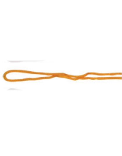 An orange chin strap breakaway clip with a looped design, featuring a simple, slender form.