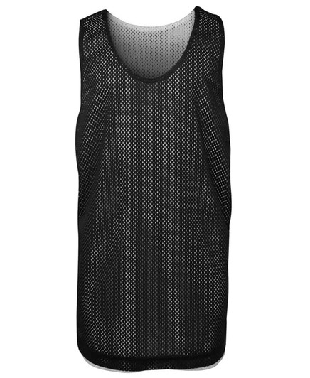 A black mesh singlet featuring a breathable design and a classic sleeveless style. It has a logo on the front.