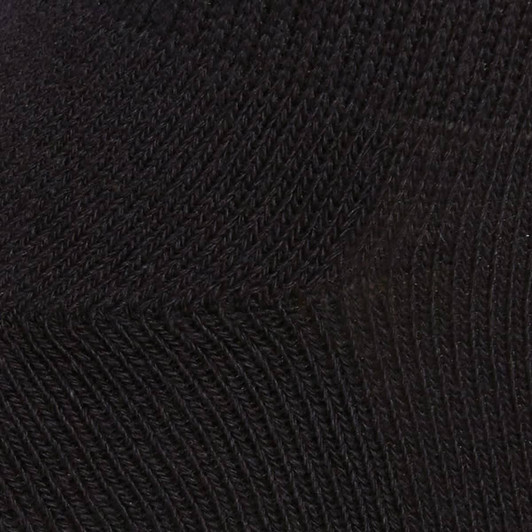 A black ankle sock featuring a textured pattern, part of a five-pack set. Includes branding on the sock.