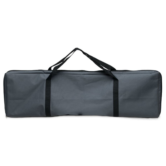 A grey carry bag with black straps, suitable for transporting the Lungo Tavolo Table. It features a zip closure.