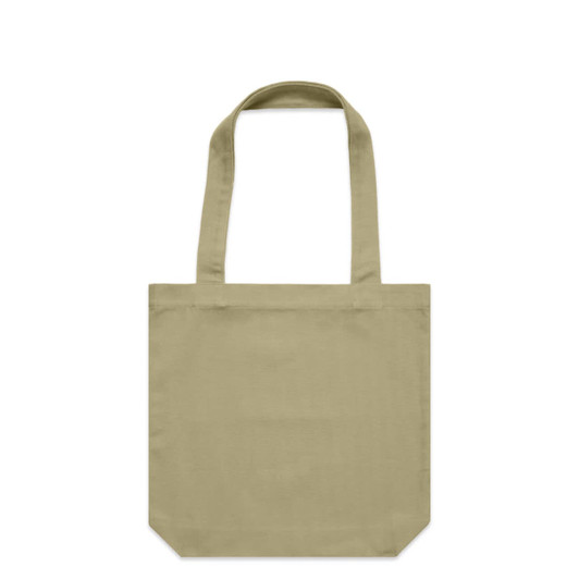 A beige tote bag with two shoulder straps and a plain design, featuring an unbranded front.