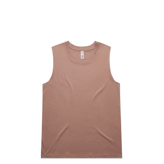 A light brown singlet tank top with a simple design and a logo on the label.