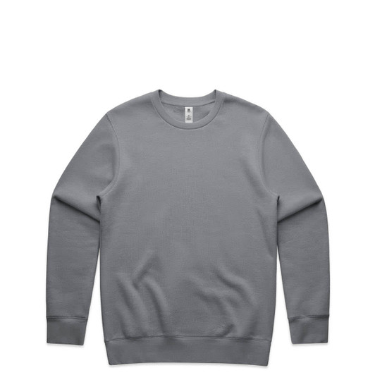 A grey hoodie with long sleeves and a circular neck opening, featuring a logo on the label.