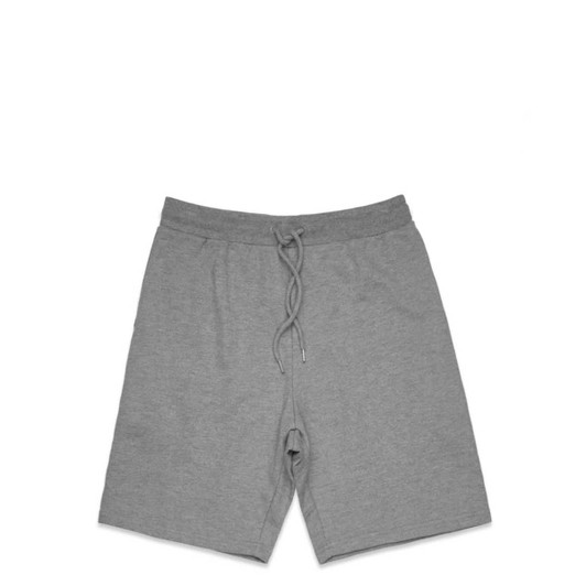 Grey sports shorts with an elastic waistband and drawstring, featuring a simple design and no visible logos.