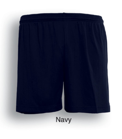 Navy sports shorts with an elastic waistband and a plain design. Features a branding logo.