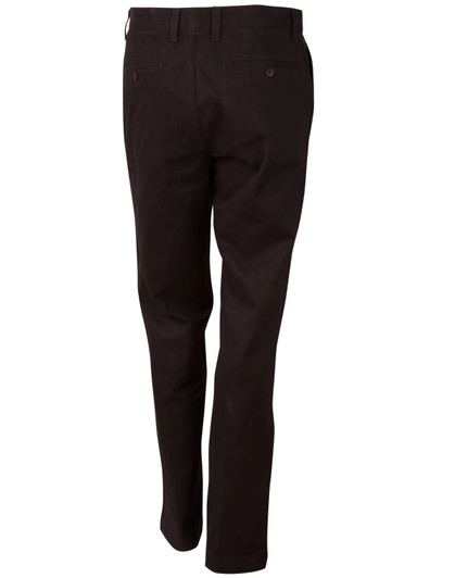 Men's chino pants in black, featuring a straight-leg design and back pockets, with a subtle logo.