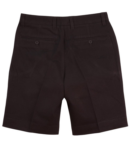 Black men's chino shorts with a classic design, featuring two back pockets and a logo.