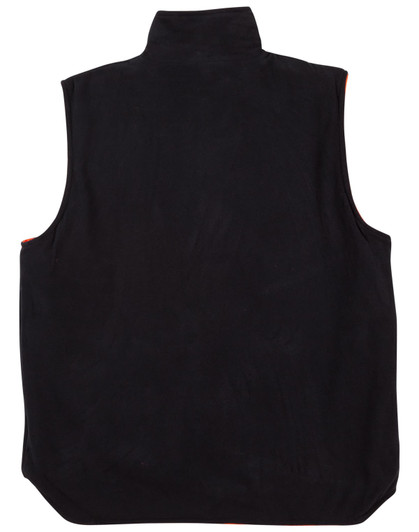 A reversible black safety vest with an orange interior, featuring 3M reflective tape and a logo.