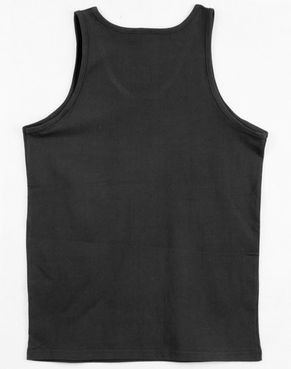 A black men's cotton singlet with a simple design and no visible branding.