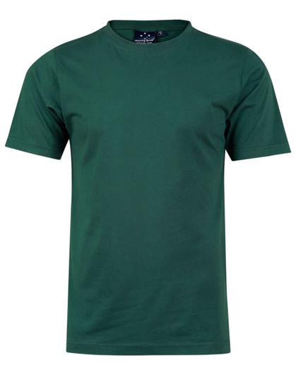 A green cotton semi-fitted t-shirt for kids with a crew neckline. The shirt features a logo.