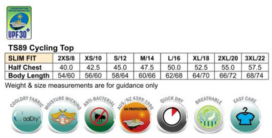 A unisex cycling top in various sizes, featuring a logo, available in multiple colours and designed for safety wear.