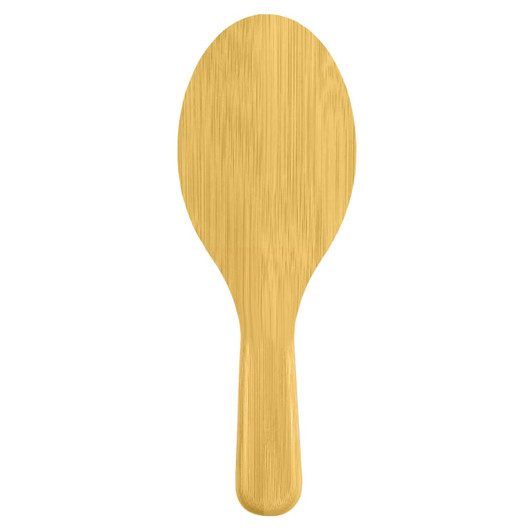A bamboo hair brush with a smooth, natural finish, featuring an oval-shaped head and a sturdy handle.