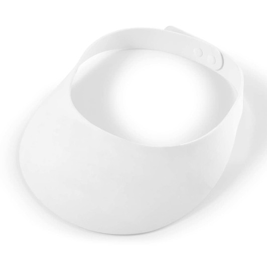 A white Sizzle Foam Visor, a lightweight and stylish accessory in the headwear category.