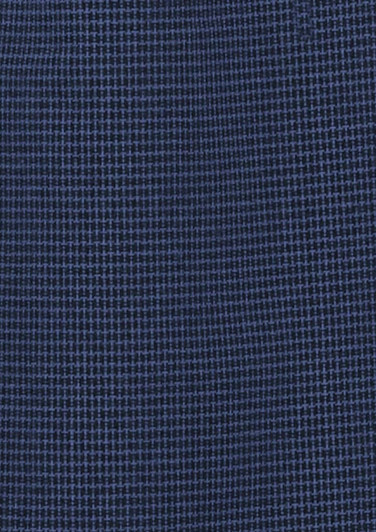 A textured fabric in navy blue featuring a grid pattern, suitable for a long sleeve button-up shirt.