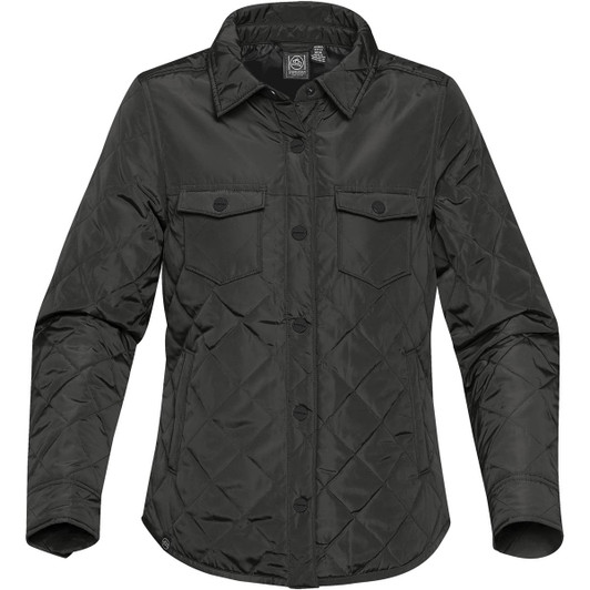 A women's dark green Diamondback jacket with a quilted pattern and buttoned front pockets. Features a logo on the label.