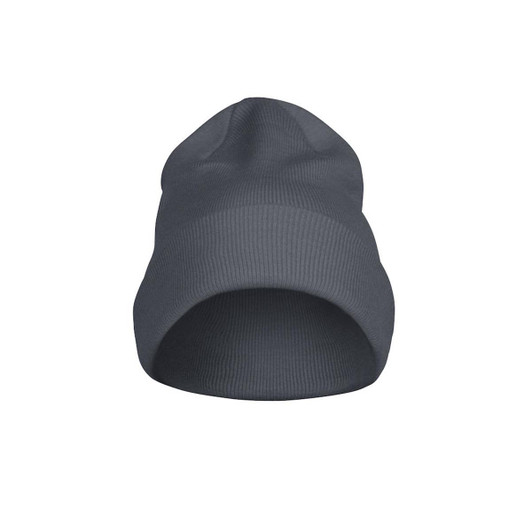 A grey Flexball Beanie featuring a ribbed design and a logo, positioned for a clear front view.
