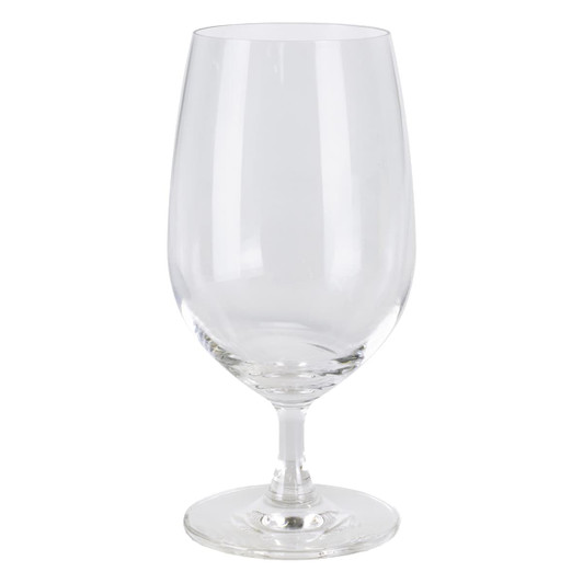 A clear, elegant beer glass, 410ml in size, featuring a smooth surface and a sturdy base.