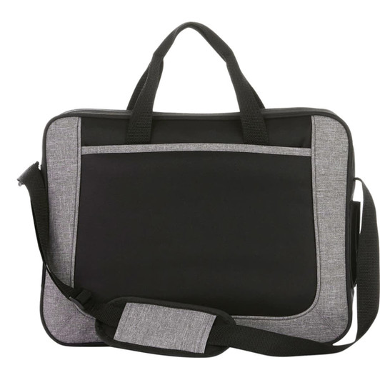 A black and grey Dolphin Business Briefcase with dual handles and a detachable shoulder strap, featuring a logo.