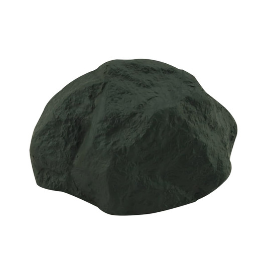 A dark green stress rock with a textured surface resembling a natural stone. Features a simple design with no branding.