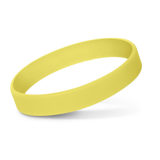 A glow-in-the-dark silicone wristband in bright yellow.