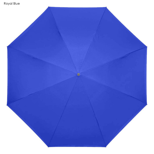 A royal blue inverted umbrella with an octagonal design, featuring a central button and no visible logos.